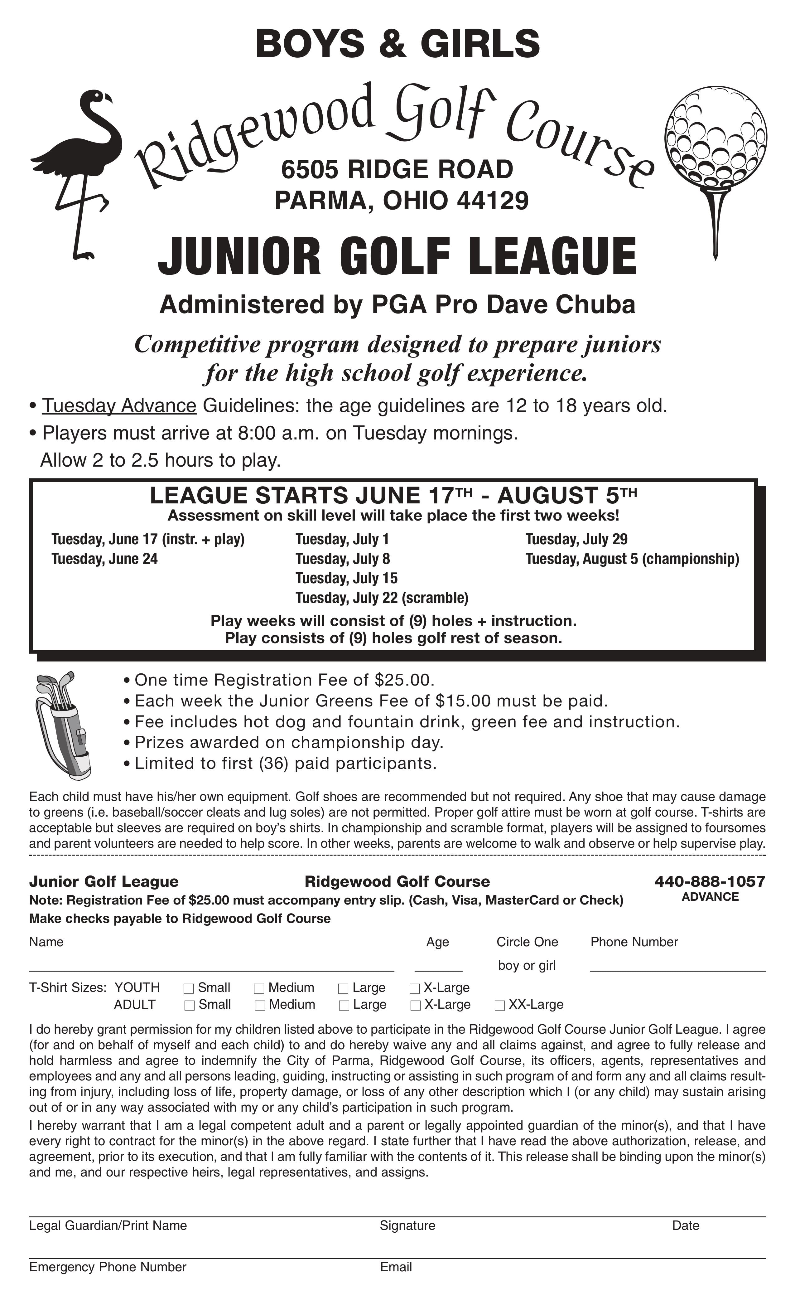 Ridgewood Golf Course | (March 2025) Advanced Junior Golf Camp (Flyer / League)